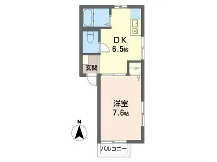 エスポワールIII(1DK/1階)の間取り写真