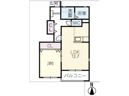 ベネメゾン中津屋(1LDK/1階)の間取り写真