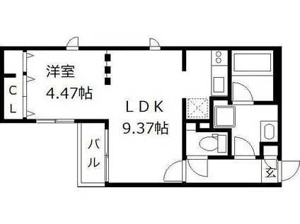 BRANCHE平尾(1LDK/2階)の間取り写真