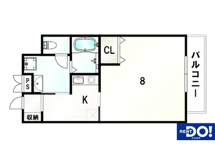 アルデール満寿美町(1K/2階)の間取り写真