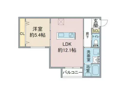 LIBRE COURT清水(1LDK/3階)の間取り写真