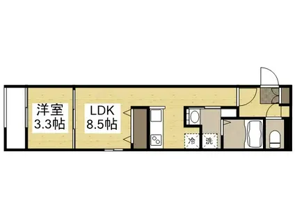 月光呉駅西(1LDK/2階)の間取り写真