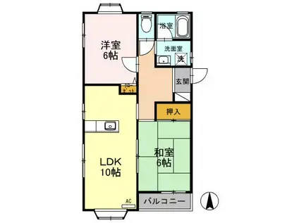 パークサイドI(2LDK/1階)の間取り写真