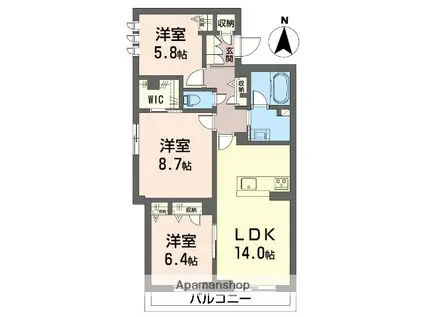 トラストメゾン白木蓮I(3LDK/2階)の間取り写真