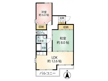 山建III(2LDK/2階)の間取り写真