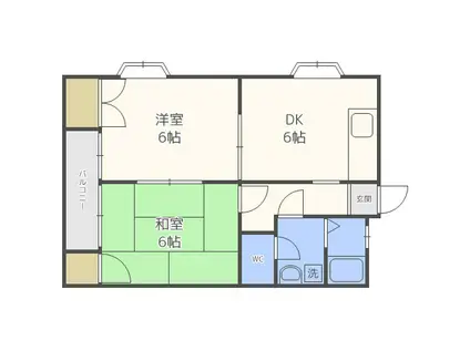 ヌーベル豊(2DK/2階)の間取り写真