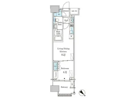 レガシス中目黒(1LDK/7階)の間取り写真