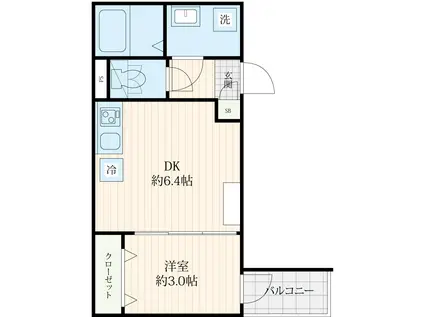 町田市玉川学園2丁目工事(1DK/2階)の間取り写真