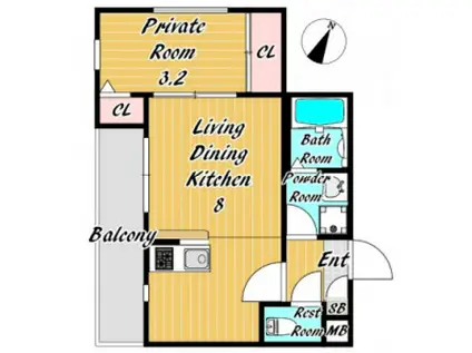 エハコ日暮通(1LDK/2階)の間取り写真