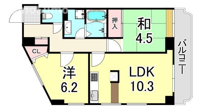 メインステージ武庫之荘(2LDK/3階)の間取り写真