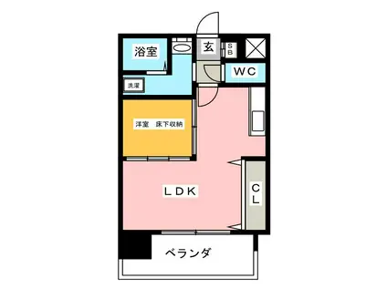 エステート・モア 平尾公園通増築(1LDK/2階)の間取り写真