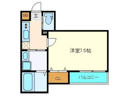 アリュール愛宕橋(1K/1階)の間取り写真