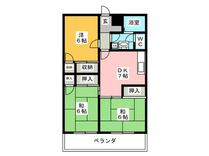 ソリストハイツ(3DK/2階)の間取り写真