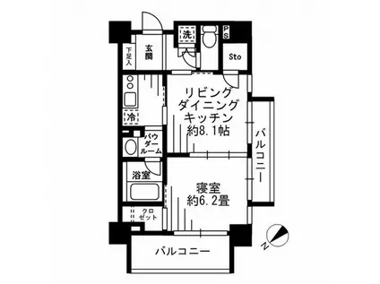 レジディア池尻大橋(1LDK/14階)の間取り写真