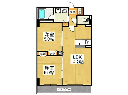 カスタリア船橋II(2LDK/3階)の間取り写真