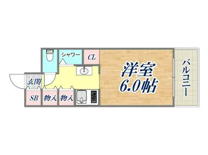 キューブ芦屋(ワンルーム/5階)の間取り写真