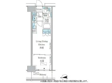 パークアクシス新宿百人町(1LDK/1階)の間取り写真