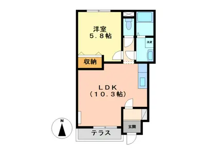 シャルマンハイツB(1LDK/1階)の間取り写真