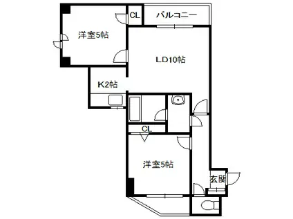 NRKライオンズプラザ植物園(2LDK/5階)の間取り写真