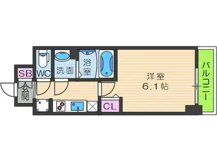 スプランディッド天王寺DUE(1K/3階)の間取り写真