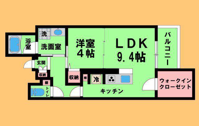 ぱくたうんルナ名古屋(1LDK/5階)の間取り写真