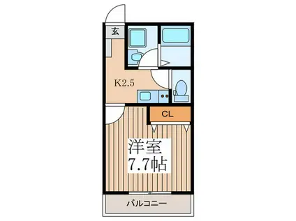 桶川市西1丁目共同(1K/3階)の間取り写真