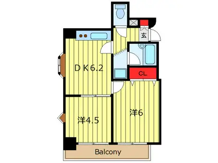 JR山手線 鶯谷駅 徒歩5分 8階建 築38年(2DK/2階)の間取り写真