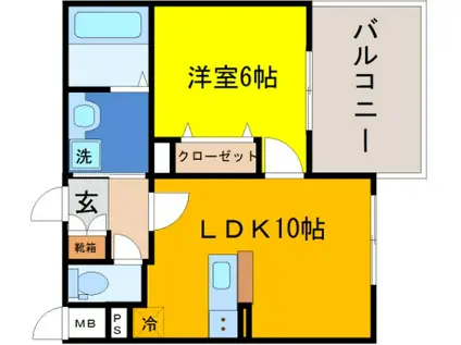 神戸ハーバーサイド 萬利レジデンス(1LDK/3階)の間取り写真