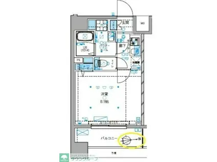 GENOVIA大島駅SKYGARDEN(1K/4階)の間取り写真