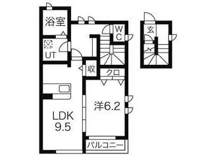 コモド・グレイス(1LDK/2階)の間取り写真
