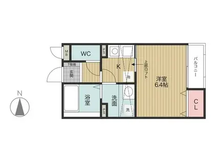 フローラ岡本(1K/2階)の間取り写真