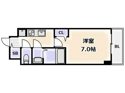 スプランディッド難波ウエスト(1K/11階)の間取り写真