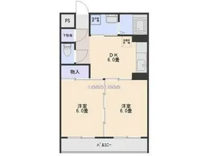 サンライズマンション(2DK/2階)の間取り写真