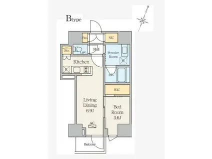 ANIMO UDAGAWA(1LDK/11階)の間取り写真