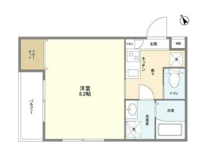 モン・シャトー上高田(1K/1階)の間取り写真