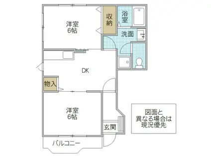 エルカラットIII(2DK/1階)の間取り写真