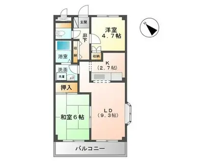 SUMMURROUGE サマールージュ(2LDK/2階)の間取り写真