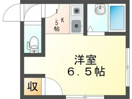 地下鉄東西線 南郷13丁目駅 徒歩5分 2階建 築37年(1K/1階)の間取り写真