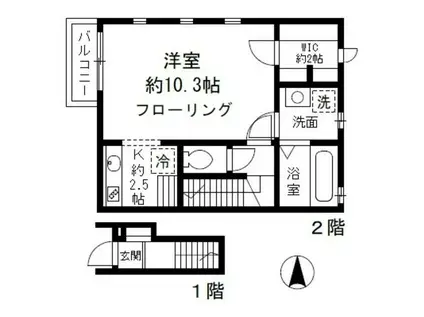 ローレンス恵比寿(1K/2階)の間取り写真