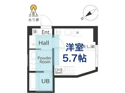 ハーミットクラブハウス井土ヶ谷IIIA号棟(ワンルーム/1階)の間取り写真