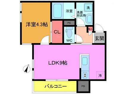 GAIA REGINA(1LDK/3階)の間取り写真