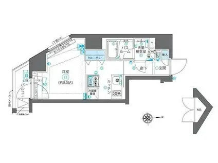 ズーム新宿下落合(ワンルーム/3階)の間取り写真