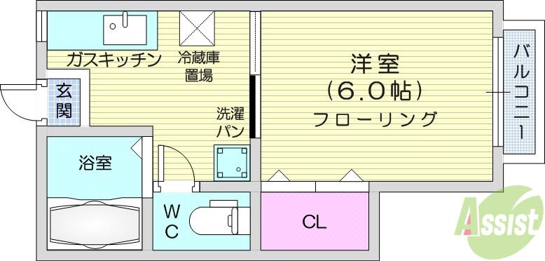 エルメゾン荒町(1K/1階)の間取り写真
