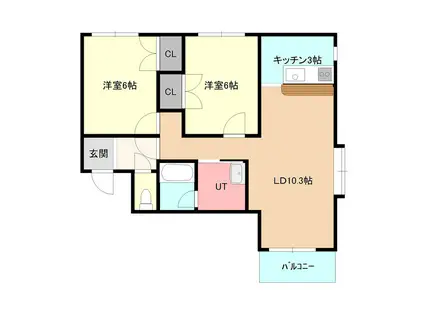 グランコート上野幌(2LDK/2階)の間取り写真