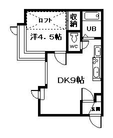 フォーエバー(1DK/2階)の間取り写真