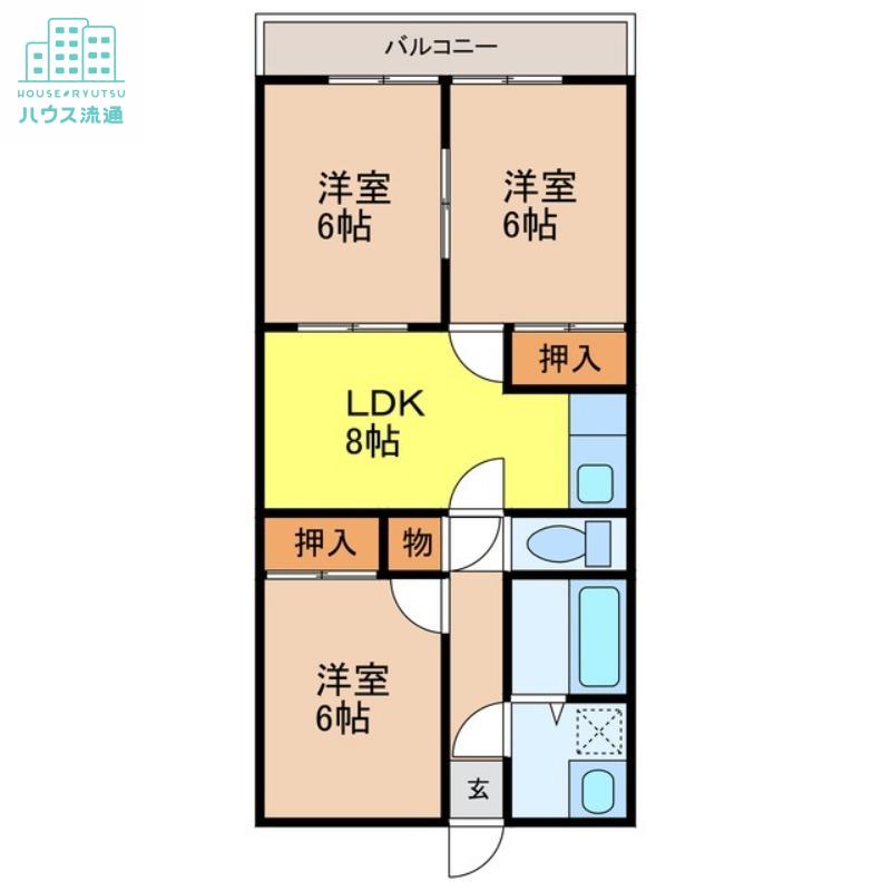 ノーブルマンション(3DK/3階)の間取り写真