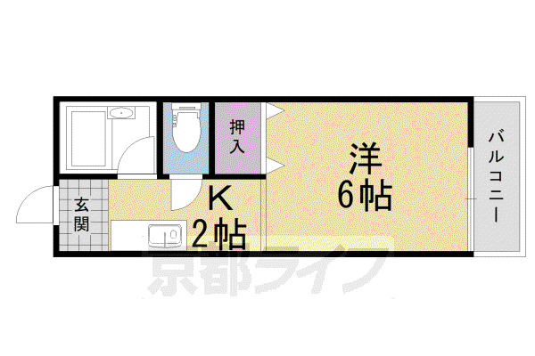 サニーハイツ中川B棟(1K/2階)の間取り写真