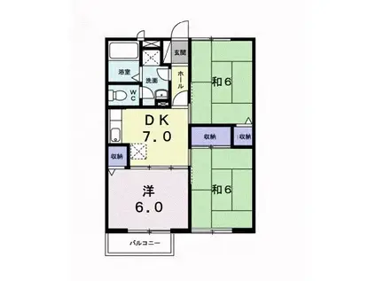 ベルレーヌ京葉(3DK/2階)の間取り写真