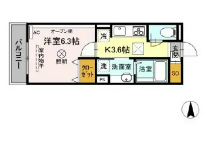 レフィナード(1K/1階)の間取り写真