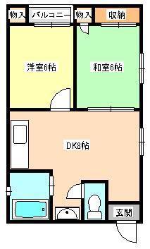 サウスヒル琴平(2DK/2階)の間取り写真
